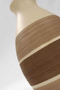 corin vase - naturals - large floor standing terracotta vase - hand thrown and painted