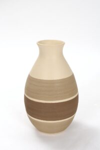 corin vase - naturals - large floor standing terracotta vase - hand thrown and painted