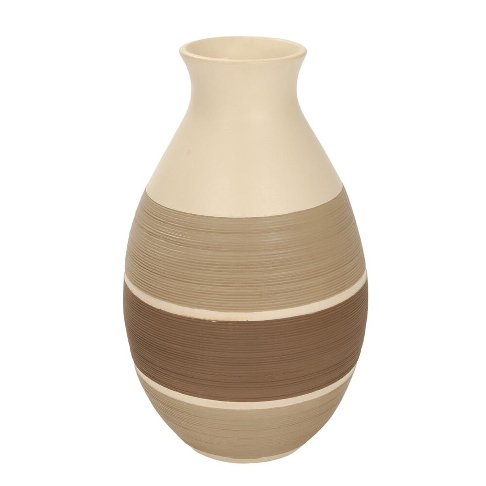corin vase - naturals - large floor standing terracotta vase - hand thrown and painted