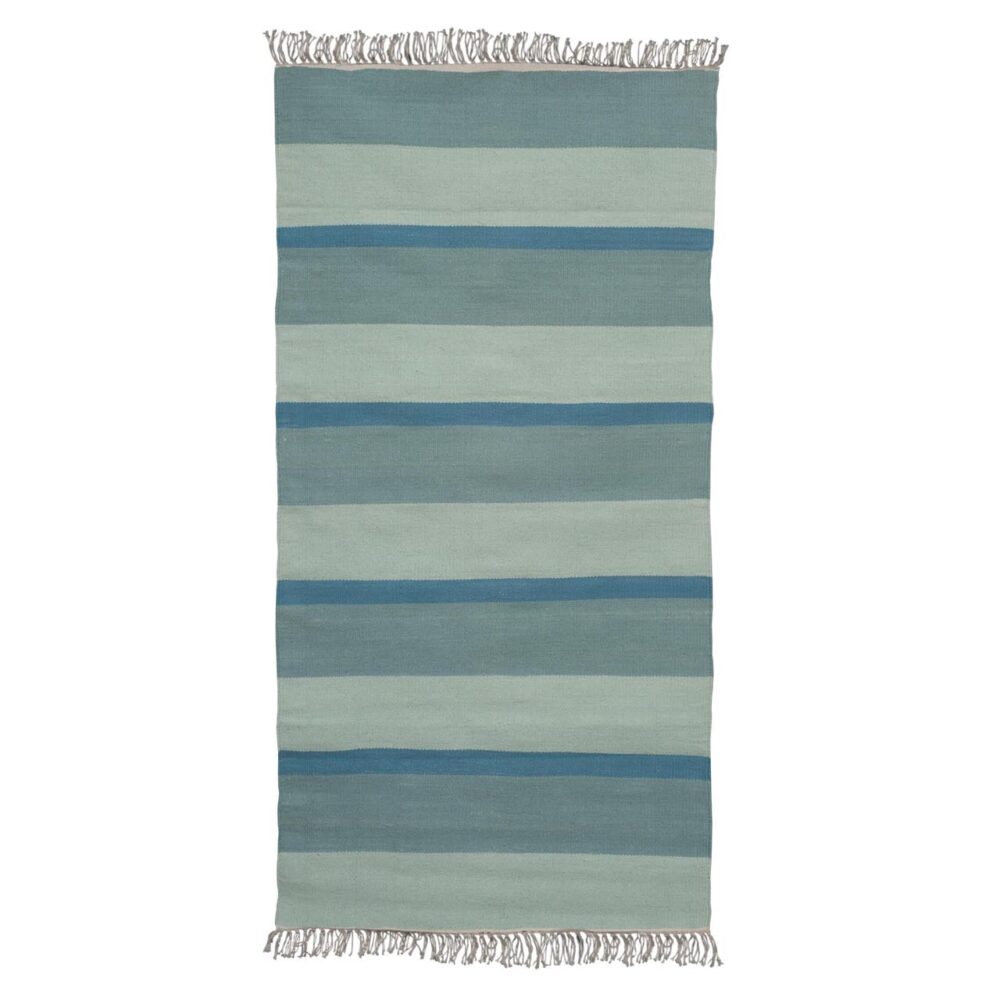 dhurrie - 75 x 150cm - lagoon - flat woven cotton floor covering