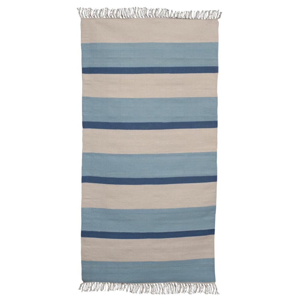 dhurrie - 75 x 150cm - ocean - flat woven cotton floor covering