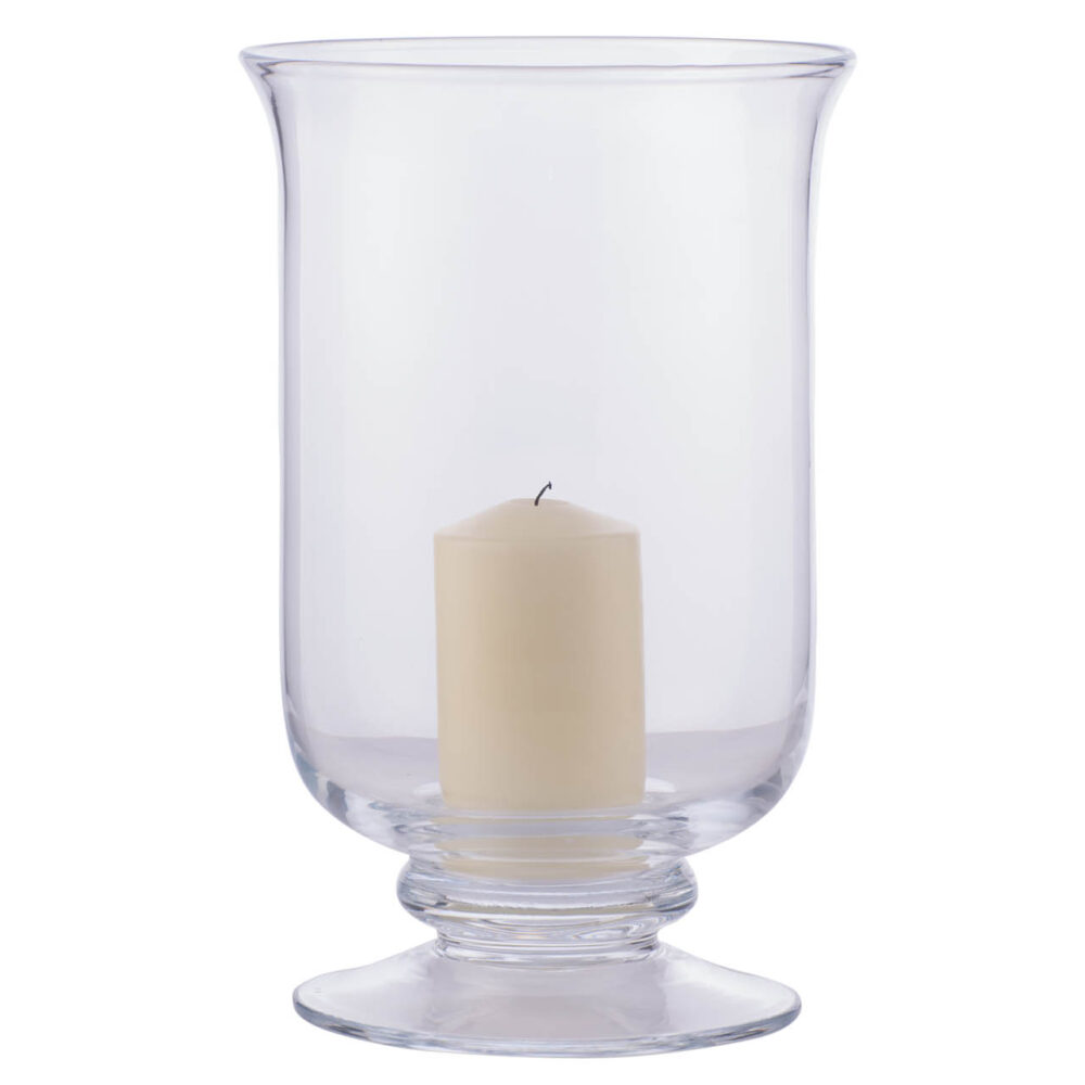 festival hurricane lamp - large - clear handmade glass