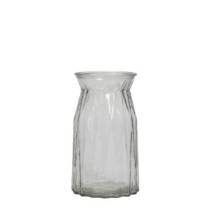 flute vase 20cm - clear glass flower vase with pleated detail