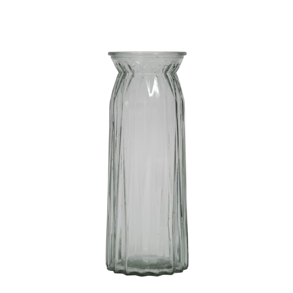 flute vase 30cm - clear glass flower vase with pleated detail