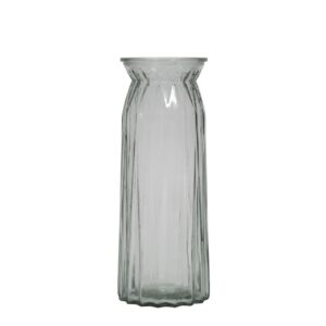 flute vase 30cm - clear glass flower vase with pleated detail