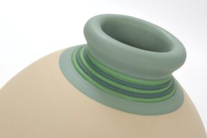 loja jar - green - large floor standing terracotta jar - hand thrown and painted