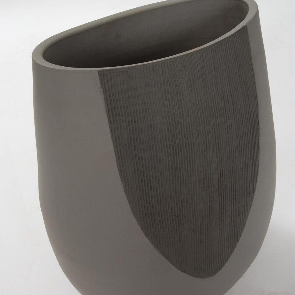 sac vase - greys - large floor standing terracotta vase - hand thrown and painted
