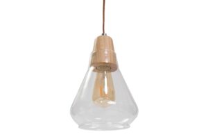 acorn pendant lamp - wood / glass