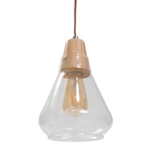 acorn pendant lamp - wood / glass