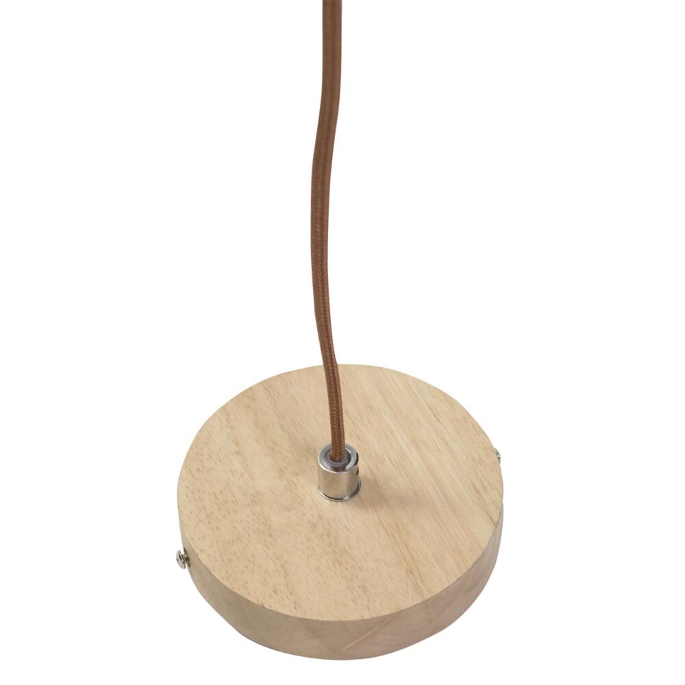 acorn pendant lamp - wood / glass - rose detail