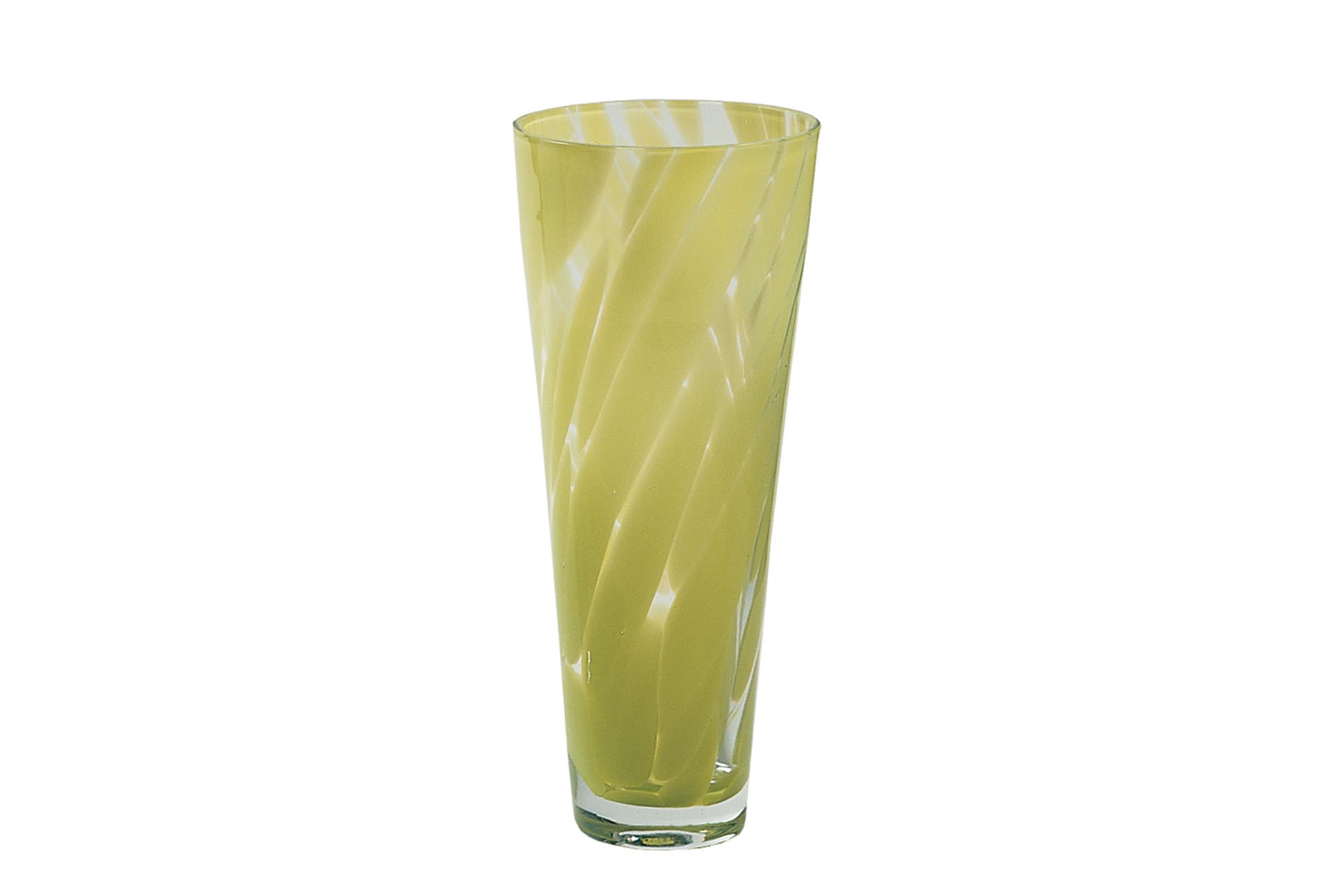 blizzard glass flower vase - lime. hand made glass vase