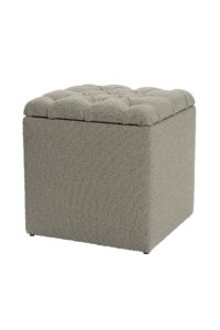 chesterfield hinged cube - boucle fleece - upholstered storage cube with buttons