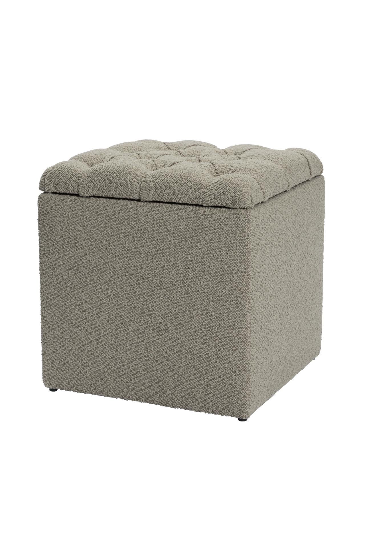chesterfield hinged cube - boucle fleece - upholstered storage cube with buttons