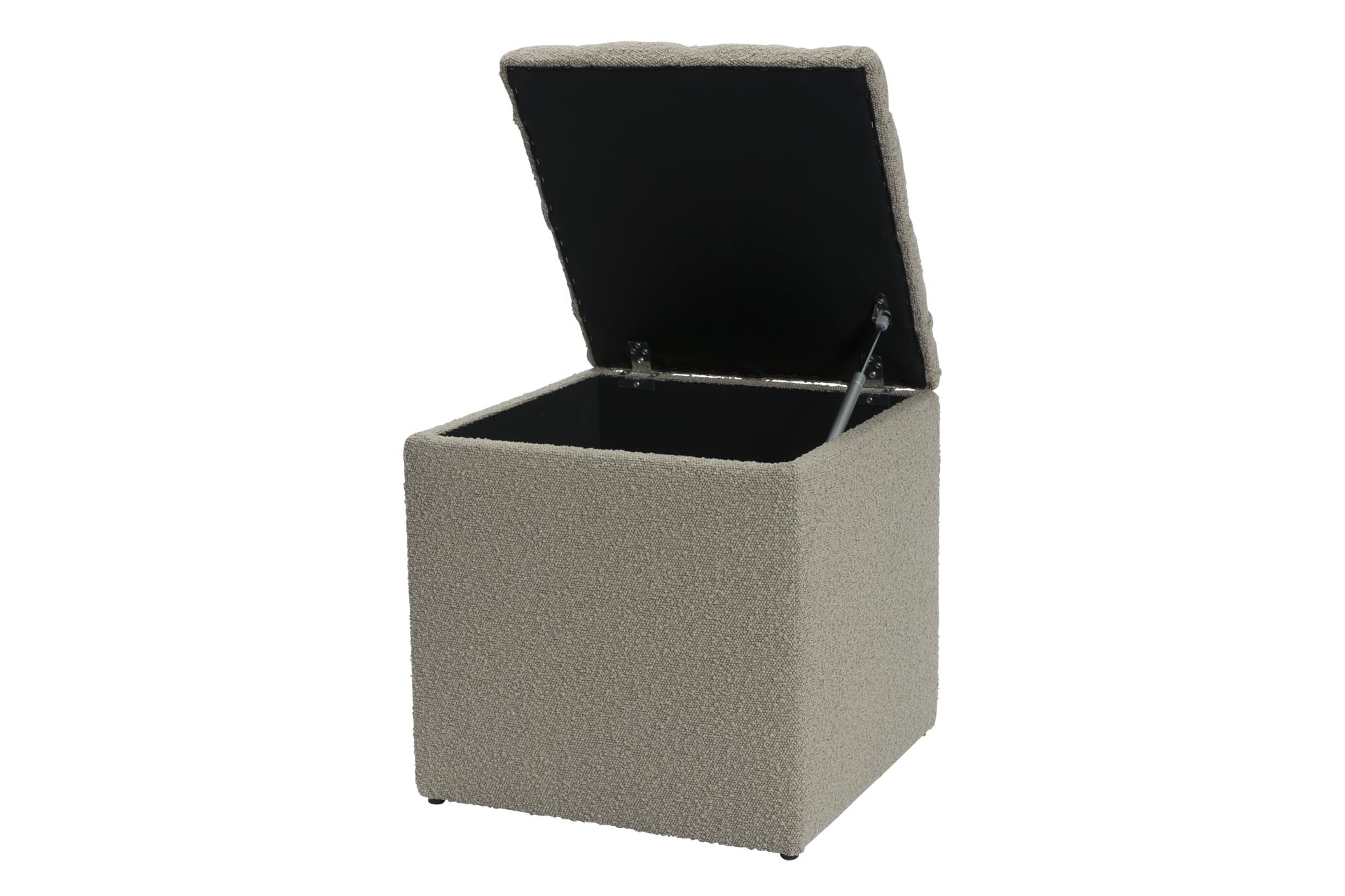 chesterfield hinged cube - boucle fleece - upholstered storage cube with buttons