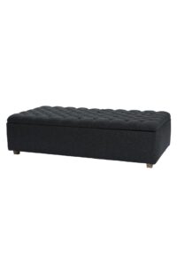 chesterfield upholstered storage table - 140cm - upholstered in moon wool - buttoned.