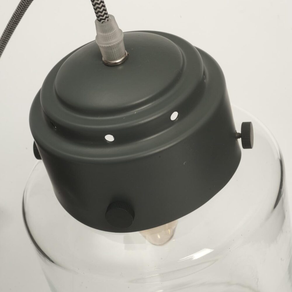 jar table lamp - dark grey / glass - industrial style table lamp - detail