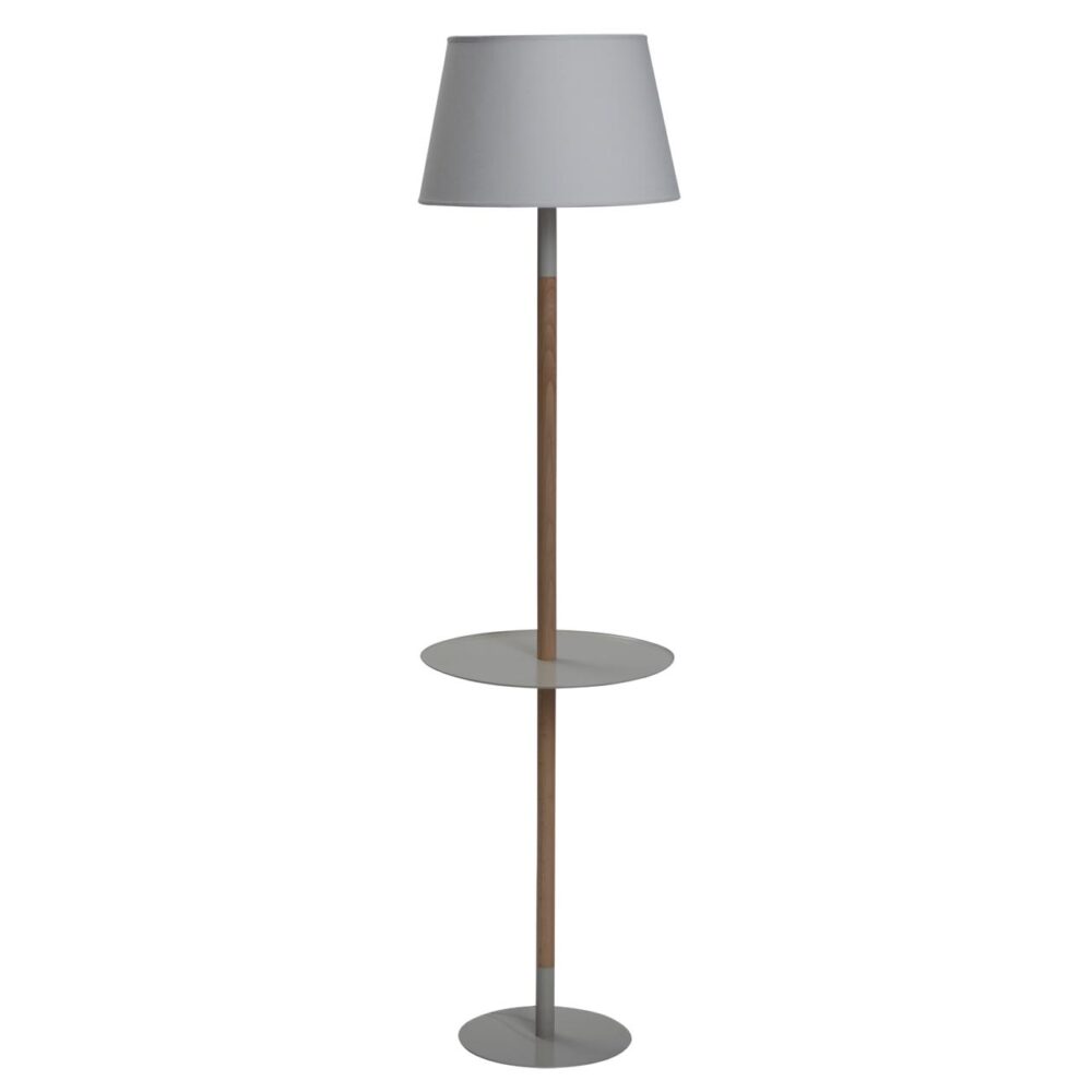 marais floor lamp with table - floor lamp in soft white / beech with built in table and white shade