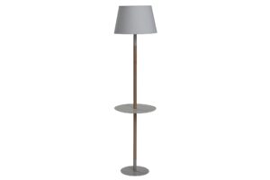 marais floor lamp with table - floor lamp in soft white / beech with built in table and white shade