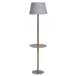 marais floor lamp with table - floor lamp in soft white / beech with built in table and white shade