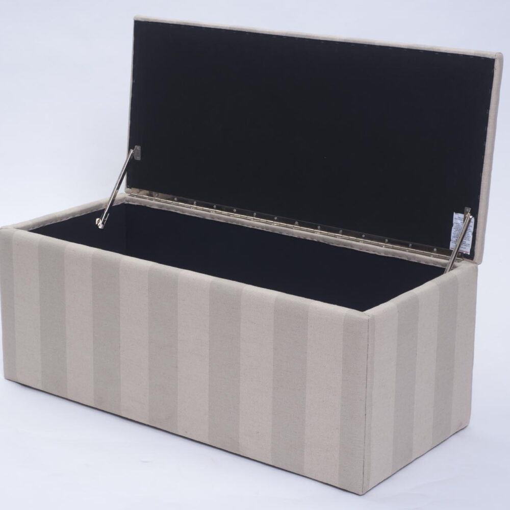 otto blanket chest - upholstered storage chest - upholstered in pavilion stripe terre