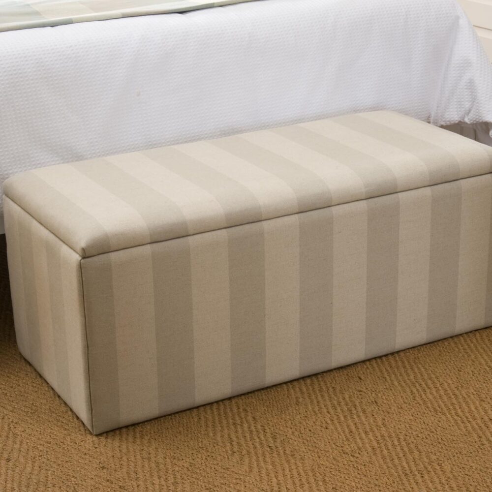 otto blanket chest - upholstered storage chest - upholstered in pavilion stripe terre