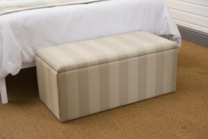 otto blanket chest - upholstered storage chest - upholstered in pavilion stripe terre