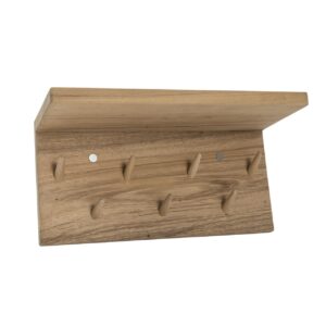hancock plus - wall mounted coat hook with shelf - natural teak
