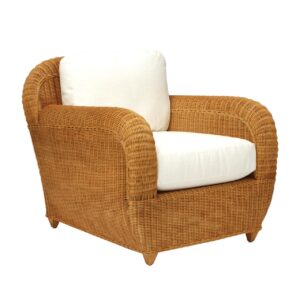 oscar armchair - honey stained rattan armchair with made to order upholstered pads