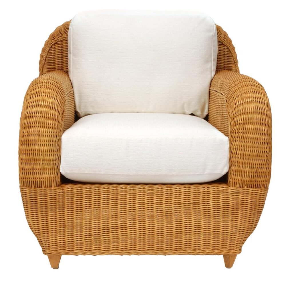 oscar armchair - honey stained rattan armchair with made to order upholstered pads