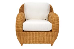 oscar armchair - honey stained rattan armchair with made to order upholstered pads