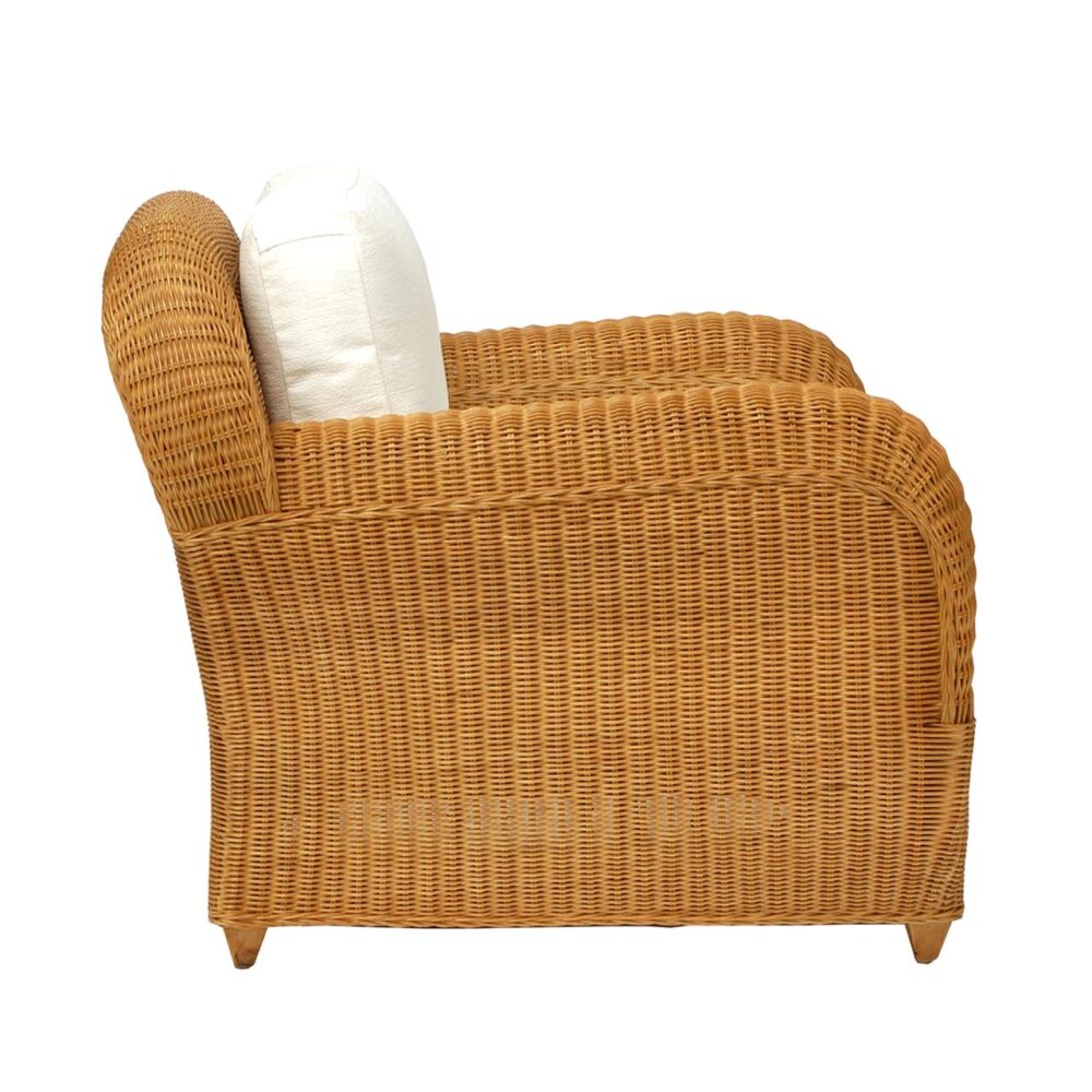 oscar armchair - honey stained rattan armchair with made to order upholstered pads