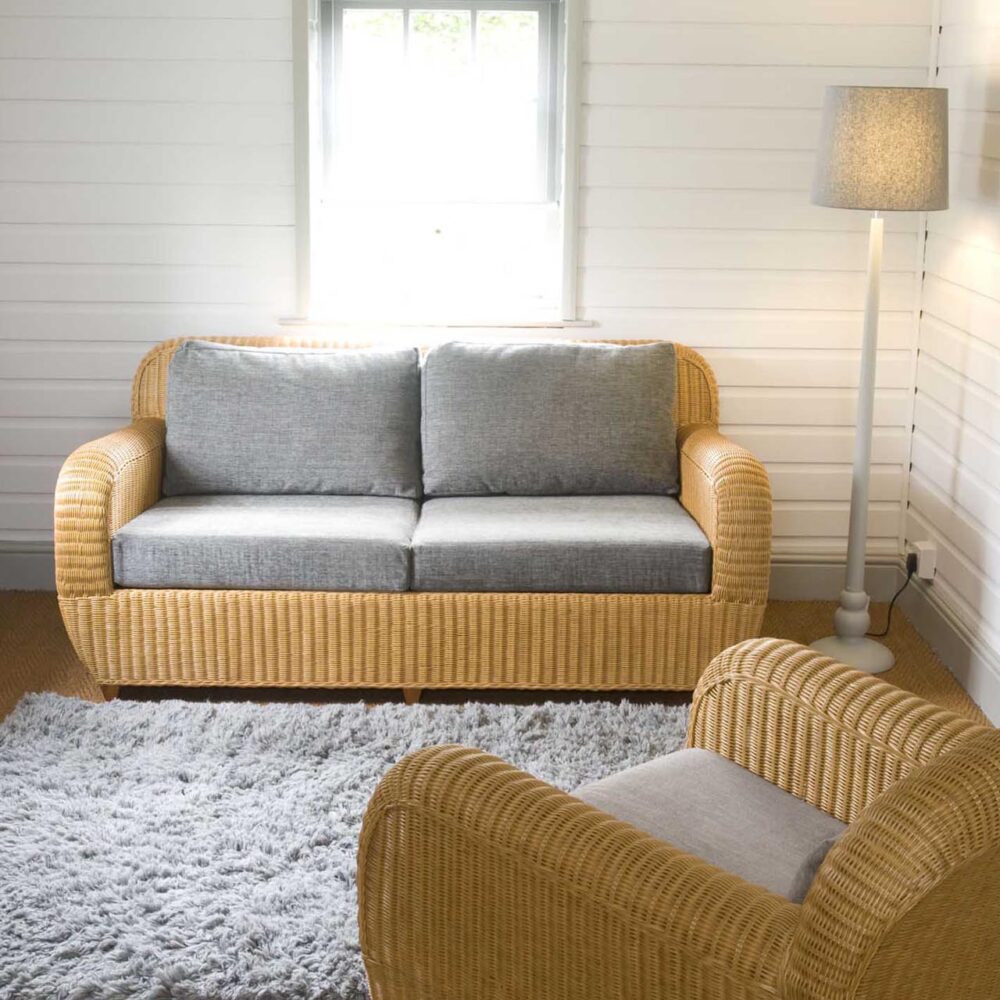 oscar sofa & armchair, vienna painted floor lamp & mane slate rug