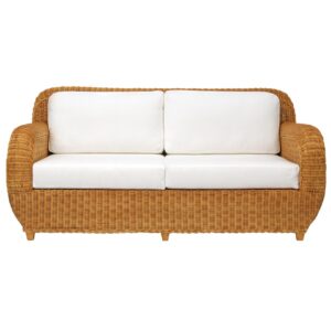 oscar sofa - honey stained rattan sofa with made to order upholstered pads
