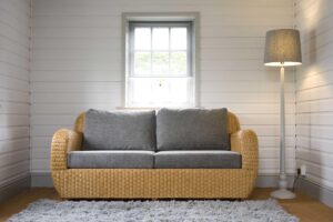 oscar sofa, vienna painted floor lamp & mane slate rug