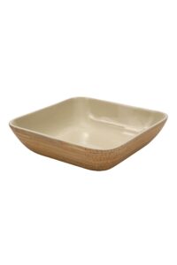 Ravello square lacquered bamboo bowl with lacquered interior
