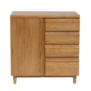 ark small sideboard - small wooden sideboard cabinet - oiled oak. contemporary storage cupboard with door and drawers