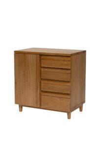 ark small sideboard - small wooden sideboard cabinet - oiled oak. contemporary storage cupboard with door and drawers