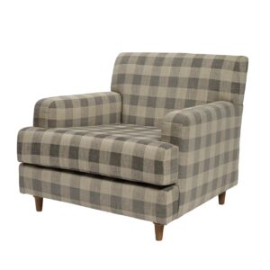 brighton armchair - norfolk dove, 3q - comfortable contemporary armchair in check fabric