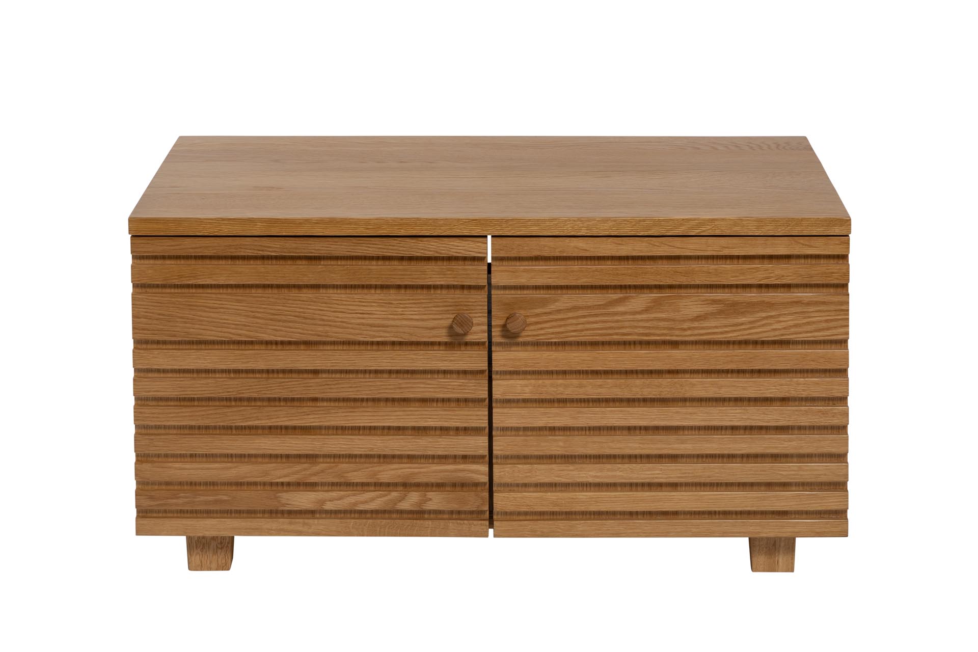 chameleon 75cm low unit - oiled oak. storage cabinet for tv, media and hifi.