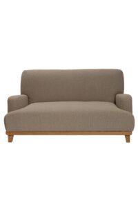 hove 2 seat sofa - scandi style sofa in boucle pumice with exposed wooden base frame and legs
