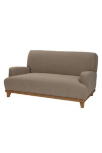 hove 2 seat sofa - scandi style sofa in boucle pumice with exposed wooden base frame and legs