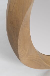 orbit round mirror - sungkai wood with contoured frame - detail