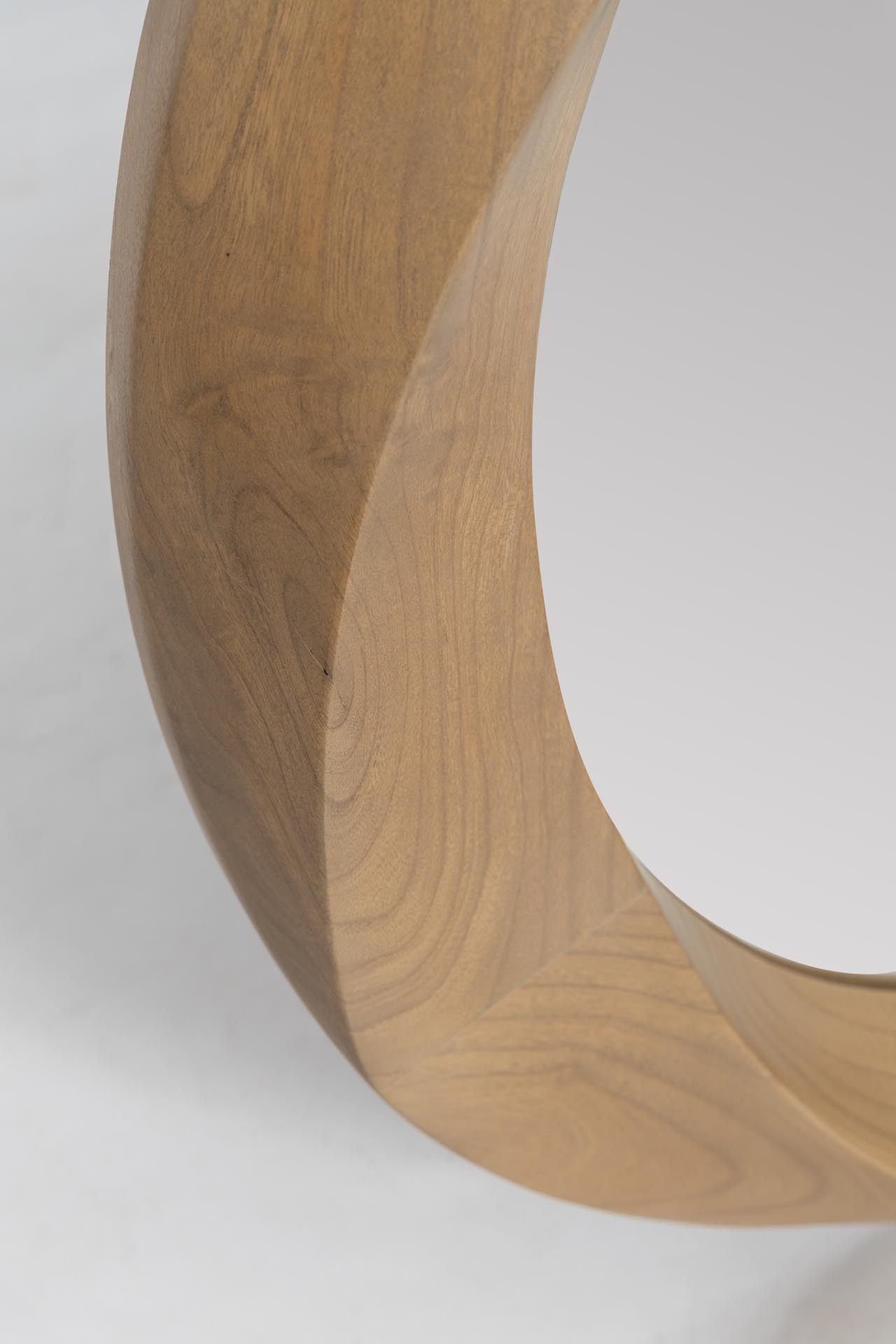 orbit round mirror - sungkai wood with contoured frame - detail