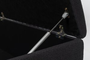 paris upholstered storage table - gas stay detail