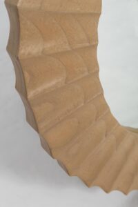 sonne round mirror - sungkai wood with carved sunburst style frame