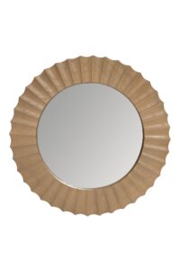 sonne round mirror - sungkai wood with carved sunburst style frame