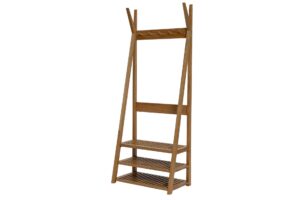 totem hall stand - oak. freestanding hall stand for coat and shoe storage, made in oiled oak.