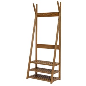 totem hall stand - oak. freestanding hall stand for coat and shoe storage, made in oiled oak.