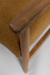 holborn upholstered armchair with wooden arms and legs - arm detail