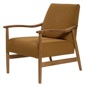 holborn upholstered armchair with wooden arms and legs - boucle manilla, 3q. upholstered to order
